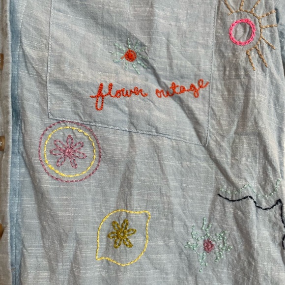 Maeve Anthropologie embroidered blue button down - Picture 7 of 9